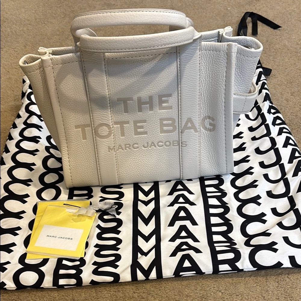 Marc Jacobs cotton/silver leather mini tote bag